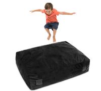 Costway 120 x 90 cm Crash Pad Sensory Mat Foam Blocks Washable Velvet Cover in Black COSTWAY Black 120 x 90 cm