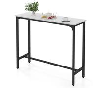 Costway 120cm Bar Table Counter Height Table with Footrest in White COSTWAY White