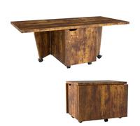 Costway 120cm Extendable Center Table Foldable Coffee Table w/Storage in Walnut COSTWAY Walnut