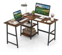 Costway 120Cm L-Shaped Computer Desk Corner Study Writing Desk With Outlets