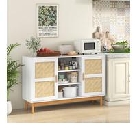 Costway 120Cm Sideboard Buffet Cabinet Floor Storage Cabinet W/ 3 Open Shelves