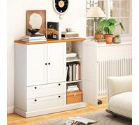 Costway 120Cm Tall Kitchen Pantry Cabinet Freestanding Buffet Sideboard W/ 2 Large Drawers