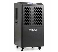 COSTWAY 120L/Day Commercial Dehumidifier with Drain Hose, 500㎡ Coverage | Industrial Air Dehumidifiers Building Dryer, 24H Timer, Auto Defrost, Memory Starting, Wheels & Handle for Basement, Garage