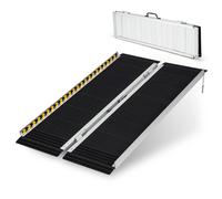 Costway 122 x 74cm Portable Aluminum Wheelchair Ramp Folding Threshold Ramp w/ Nonslip Surface in Black | Size: 122 x 74 cm COSTWAY Black 122 x 74 cm