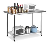 Costway 122 x 76 cm Stainless Steel Kitchen Prep Table Rolling Work Table Commercial Catering Table in Silver COSTWAY Silver 122 x 76 cm