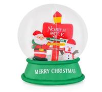 COSTWAY 126 cm Christmas Inflatable Santa Snow Globe, Light Up Crystal Ball with Santa, Snowman, Road Sign and Bright LED Lights, Indoor Outdoor Blow Up Decoration for Garden Lawn Party Yard