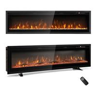 Costway 127 Cm Electric Fireplace Wall Mounted/recessed/freestanding 750W/1500W Fireplace Heater