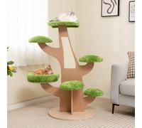 Costway 128 Cm Pine Shape Cat Tree Indoor Cute Multi-Level Cat Tower With Perch
