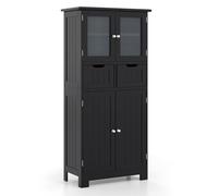 Costway 128 Cm Tall Bathroom Storage Cabinet Freestanding Floor Cabinet W/ Drawers-Black