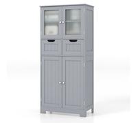 Costway 128 Cm Tall Bathroom Storage Cabinet Freestanding Floor Cabinet W/ Drawers-Grey