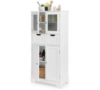 Costway 128 Cm Tall Bathroom Storage Cabinet Freestanding Floor Cabinet W/ Drawers-White