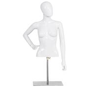 Costway 128cm Woman Plastic Model Female Mannequin with Iron Stand in White COSTWAY White