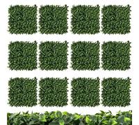COSTWAY 12PCS Artificial Hedge Panels, 50 x 50cm Home Greenery Wall Garden Fence Screens with Multi-Layers Leaves, Faux Plant Grass Backdrop for Decor, Privacy Protect (Faux Gardenia)