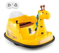COSTWAY 12V Bumper Car, 360 Rotation Spin Kids Electric Ride on Car with Remote Control, Flashing Lights, Music, Battery Powered Ride on Toy for 2-5 Years Old (Giraffe)
