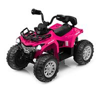 COSTWAY 12V Electric Kids Quad Bike, Battery Powered Ride on Car ATV with Headlights, Music, MP3, Storage Basket, Backward Function, for Boys and Girls Aged 3-8 Years (Pink)