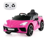 COSTWAY 12V Electric Kids Ride on Car, Licensed Chevrolet Corvette 2 Motors Toy Car with Remote Control, Wireless Connection, Lights, Horn, Music, Gift for Boys Girls Aged 3+ (Pink)