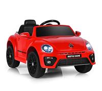 COSTWAY 12V Electric Kids Ride On Car, Licensed Volkswage Toy Vehicle with Remote Control, Lights, Music, Horn, USB, Battery Powered Ride on Gift for Boys Girls (Red)