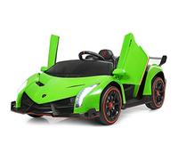 COSTWAY 12V Electric Ride on Car, 2-Seater Licensed Lamborghini Racing Cars with Remote Control, Swing Mode, LED Lights, Horn, USB/MP3/TF, 4 Suspension Wheels Vehicle for Kids (Green)