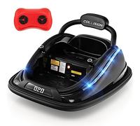 COSTWAY 12V Kids Bumper Car, 360-Degree Rotation Spin Children's Waltzer Cars with Dual Joysticks, Remote Control, Colorful Flashing Lights and Music, Battery Powered Ride on Vehicle for 3+