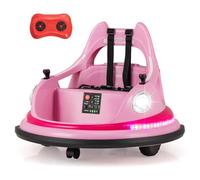 COSTWAY 12V Kids Bumper Car, 360 Degree Rotation Spin Ride on Cars with Remote Control, Dual Joysticks, 5 Light Effects, Music, Wireless Connection, Electric Ride on Toy for 3+ Years Old (Pink)