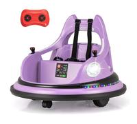 COSTWAY 12V Kids Bumper Car, 360 Degree Rotation Spin Ride on Cars with Remote Control, Dual Joysticks, 5 Light Effects, Music, Wireless Connection, Electric Ride on Toy for 3+ Years Old (Purple)