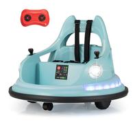 COSTWAY 12V Kids Bumper Car, 360 Degree Rotation Spin Ride on Cars with Remote Control, Dual Joysticks, 5 Light Effects, Music, Wireless Connection, Electric Ride on Toy for 3+ Years Old (Blue)