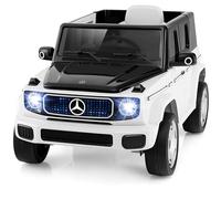 COSTWAY 12V Kids Electric Ride On Car, 4 Motors Mercedes Benz EQG Licensed Ride-on Truck with Remote Control, Detachable Battery, Full Car LED Lights, Music & Horn, for 37-96 Months (White)