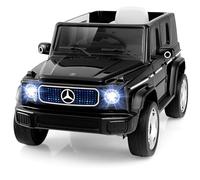 COSTWAY 12V Kids Electric Ride On Car, 4 Motors Mercedes Benz EQG Licensed Ride-on Truck with Remote Control, Detachable Battery, Full Car LED Lights, Music & Horn, for 37-96 Months (Black)