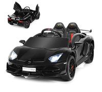 COSTWAY 12V Kids Electric Ride on Car with Remote Control, LED Lights, Horn, Music, Spring Suspension, Licensed Lamborghini Battery Powered Toy Vehicle for Boys and Girls (Black)