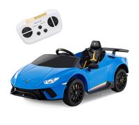 COSTWAY 12V Kids Electric Ride on Car with Remote Control, LED Lights, MP3, Music, Horn, Soft Start & Spring Shock Absorbers, Licensed Lamborghini Battery Powered Toy Vehicle for Boys Girls (Navy)