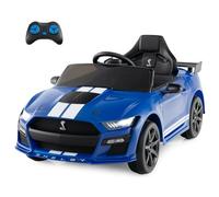 COSTWAY 12V Kids Electric Ride on Car with Remote Control, USB Port, Music, Light, Horn, Licensed Ford Mustang Shelby GT500 Battery Powered Toy Vehicle for Boys and Girls (Blue)