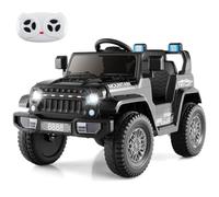COSTWAY 12V Kids Electric Ride on Truck, Battery Powered Jeep Car with Remote Control, Lights, Horn, Music, Wireless Connection, 4 Spring Suspension Wheels Vehicle Toy for for 3+ Years Old (Black)