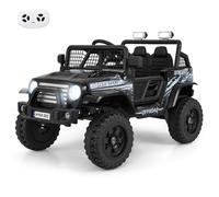 COSTWAY 12V Kids Electric Ride on Truck, Battery Powered Off-road Car with Remote Control, LED Lights, Horn, Music, 4 Spring Suspension Wheels Vehicle Toy for for 3+ Years Old Boys Girls (Black)