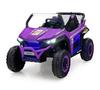 COSTWAY 12V Kids Electric Ride On UTV, 2-Seater Battery Powered Truck with Remote Control, Bluetooth, LED Light, Music, MP3/USB/FM, 4 Spring Suspension Wheels Vehicle Toy for Children (Purple)