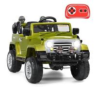 COSTWAY 12V Kids Ride on Car, Battery Powered Truck Vehicle with Remote Control, LED Lights, MP3, Horn, Adjustable Volume, Electric Ride on Toy Gift for Boys Girls (Green)