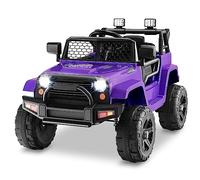 COSTWAY 12V Kids Ride on Car, Electric Off Road Truck with Remote Control, Headlights, Music, Horn, MP3, USB & Aux Port, Battery Powered Ride on Toy for 3+ Years Old Boys Girls (Purple)