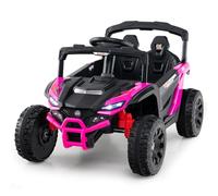 COSTWAY 12V Kids Ride on Car, Electric UTV Truck with Remote Control, LED Lights, Music, Horn, Forward/Backward Function, 2 Motors Battery Powered Vehicle Toy for 3+ Years Old (Rose)