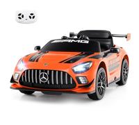 COSTWAY 12V Kids Ride on Car, Licensed Mercedes-AMG GT3 Electric Toy Vehicle with Remote Control, 3 Speeds, LED Lights, Music, Wireless, Transport Wheels, for Boys Girls Ages 3+ (Orange)