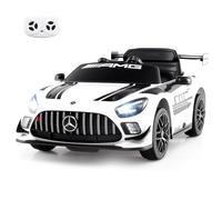 COSTWAY 12V Kids Ride on Car, Licensed Mercedes-AMG GT3 Electric Toy Vehicle with Remote Control, 3 Speeds, LED Lights, Music, Wireless, Transport Wheels, for Boys Girls Ages 3+ (White)