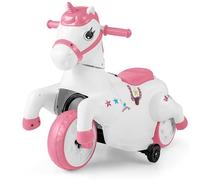 COSTWAY 12V Kids Ride on Toy, Electric Ride on Unicorn with Training Wheels, Horse Riding Mode, Music, Cute Riding Animal for Girls Boys (Pink)