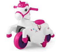 COSTWAY 12V Kids Ride on Toy, Electric Ride on Unicorn with Training Wheels, Horse Riding Mode, Music, Cute Riding Animal for Girls Boys (Rosy+White)
