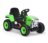 Costway 12V Kids Ride On Tractor W/ Trailer Electric 3-Gear-Shift Ground Loader Toy Car in Green COSTWAY Green