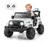 Costway 12V Kids Ride on Truck Battery Powered Toy Vehicle w/Remote Control in White COSTWAY White