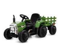 Costway 12V Ride On Tractor W/ Trailer Electric Ground Loader Toy Car in Green COSTWAY Green