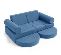 Costway 13 PCS Modular Kids Play Couch Versatile Toddler Sectional Sofa Set in Blue COSTWAY Blue