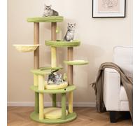 Costway 130 Cm Avocado Theme Cat Tower Multi-Level Cat Tree W/ Wide Perch