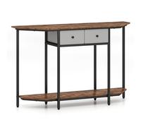 Costway 130 Cm Console Table With 2 Drawers Entryway Table With Open Storage Shelf-Brown