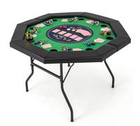 Costway 130cm Foldable Poker Table for 8 Players Game Casino w/Cup Holders-Green in Green COSTWAY Green