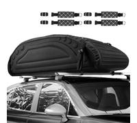 COSTWAY 14 Cubic Feet/400L Car Roof Bag, Waterproof Foldable Roofing Cargo Carrier with 4 Reinforced Straps, Anti-Slip Bottom & Storage Bag, Soft-Shell Rooftop Luggage Storage Box for All Cars (Black)