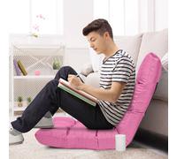 Costway 14-Position Adjustable Floor Chair Folding Video Gaming Sofa Chair in Pink COSTWAY Pink